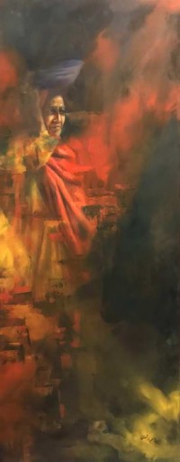 Itrat Ul Zahra 24 x 60 Inch, Oil on Canvas, Figurative Painting, AC-ITRZH-001